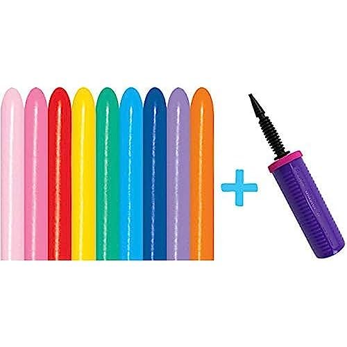 Ballonim Sempertex 100 Modellierballons Luftballons Bunte Mischung mit 1 Doppelhub Pumpe Geburtstag