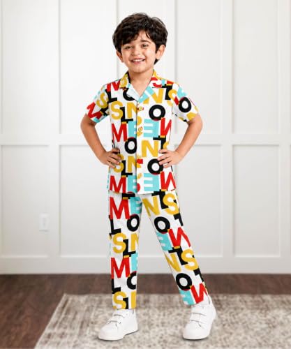 Image of 3BROS Unisex Pure Cotton Short Sleeve Kids Night Dress for Boys & Girls Nightwear /Sleepsuit /Sleepwear /Loungewear Night Suit for Boys and Girls Top and Pyjama Combo Set