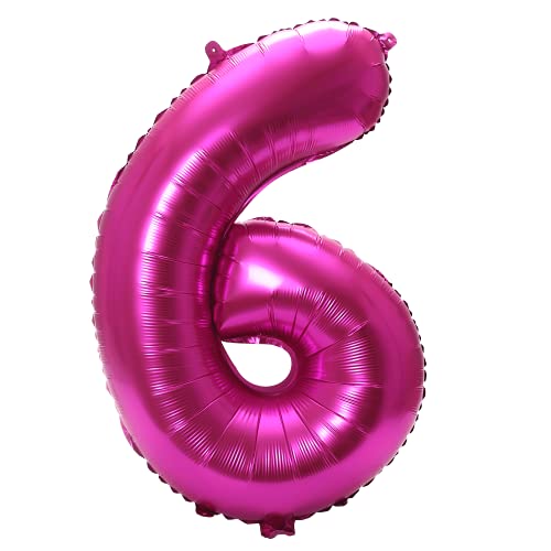 Image of YPSelected 32 Inch Large Foil Helium Number Balloon Birthday Wedding Party 0-9 (Rose Red, 6)