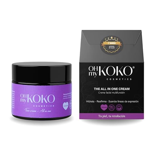 OhMyKoko | Crema Facial Hidratante Antiedad con Bakuchiol Natural | Todo en Uno | Día y Noche | Antiarrugas, Reafirmante, Antimanchas y Redensificante | Vegana, Textura Ligera y Sin Brillos | 40 ml