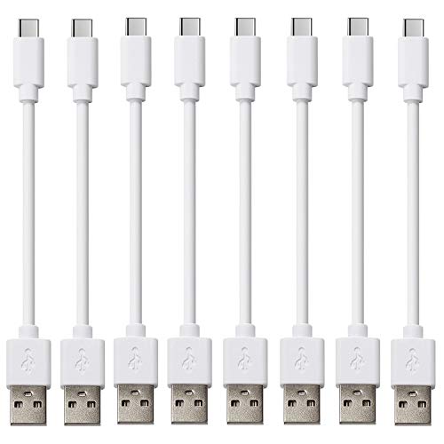 Short USB Type C Cable (White 8 Pack 1FT), CLZWiiN Type-C Charger Cord for Fast Charging & Sync Data Compatible with Charging Station, Galaxy S10 S9 S8, Pixel 3 2, LG V30 V20 G6 G5, Nexus 6P/5X