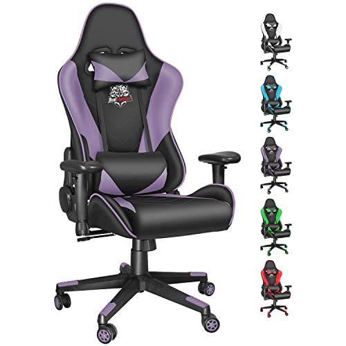 Dvenger Video Game Chairs, Ergonomic Office Chairs, Leather Reclining High Back Computer Office Chair Swivel With Lumbar Support Headrest Comfortable Gaming Chairs For Adults Gamer Teens, Purple #TOP3