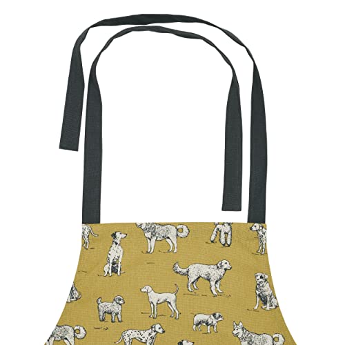 Penguin Home Apron,Chef Quality, Thokka Print,Colour, Mustard,Grey & Black,Plain woven contrast color pocket,Recycled cotton - Image 4