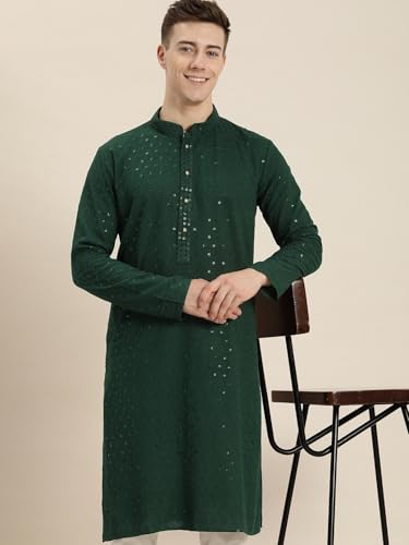 Image of Amazon Brand - Tavasya Men Rayon Blend Embroided Regular Kurta