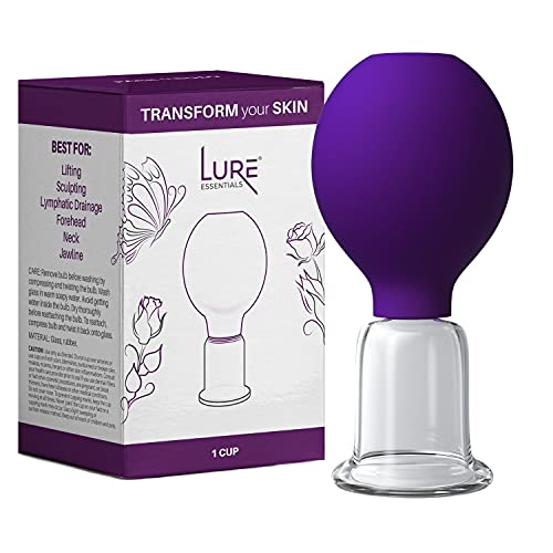 Lure Essentials Glass Cupping Therapy Set for Face and Body - Antiaging Facial Cups and Ant Cellulite Cupping System (Size 2 Medium)