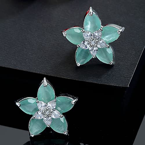 Image of Zeneme Earring Handmade Rhodium Plated Lightweight Pink Star Shaped Studs Earrings Jewellery For Girl And Women