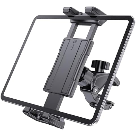 OHLPRO Bike Tablet Mount Holder, Exercise Spin Bike Phone iPad Holder, Treadmill Handlebar Stand for Bicycle Microphone, Indoor Peloton Clamp for 5-13” iPad Pro 12.9, Galaxy Tab, Phone, Kindle Cover