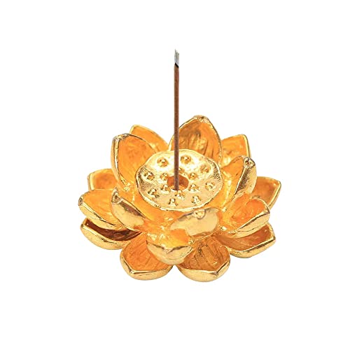 Skmihjl 5Pcs Mini Lotus Alloy Metal Incense Holder Incense Stick Burner (Gold Three-Layer Lotus) #TOP1