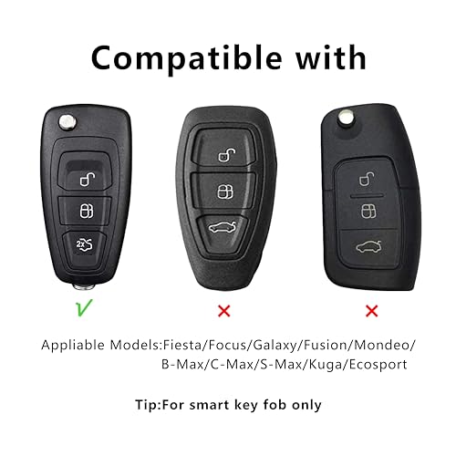 Funda para llave Ford de alta resistencia con acabado ABS y silicona negra 2