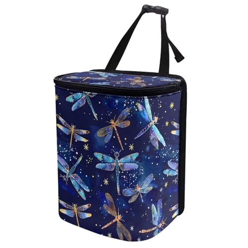 Image of Car Trash Bin Collapsible Car Organizers and Storage for Front Seat Multipurpose Trash Bag Automotive Garbage Can Car Accessories Interior Car Organizer, Dragonfly Pattern
