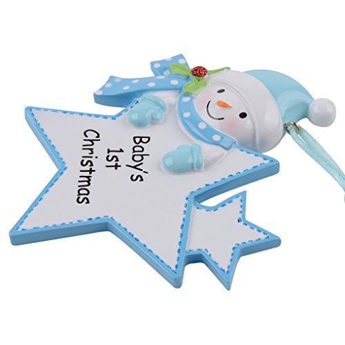 Worldwide Baby's 1St Resin Christmas Ornament Baby Boy/Girl Star Christmas Personalized Gift(Blue) #TOP3