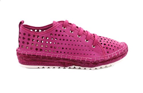 Preisvergleich Produktbild Agilis Barcelona Huebra Damenschuhe, perforiert, italienisches Leder, Schnürung aus Bambus, Espedrille mit Memory-Innensohle, Rot (Magenta), 38 EU