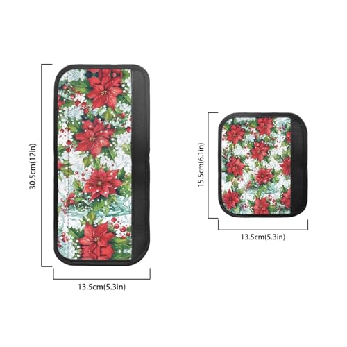 Image of Christmas Refrigerator Handle Covers, Red Poinsettia Flower Refrigerator Door Handle Covers Kitchen Appliance Decor Handles Anti-Skid Microwave Oven Stove Dishwasher Handle Protector 6 Pack
