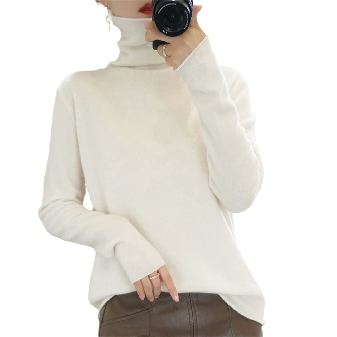 Disimlarl Maglione Casual Collo Alto Cashmere Maglione Donna Lana Pile Collare Primavera Autunno Maglia Pullover