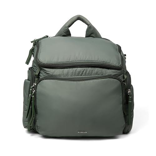 Image of Staya Cloud Diaper Bag Backpack — Spacious Baby Bag with Removable Diaper Caddy, Insulated Bottle Pockets, Stroller Strap & Crossbody Convertible, Aesthetic Minimalist Mom Backpack (Sage)