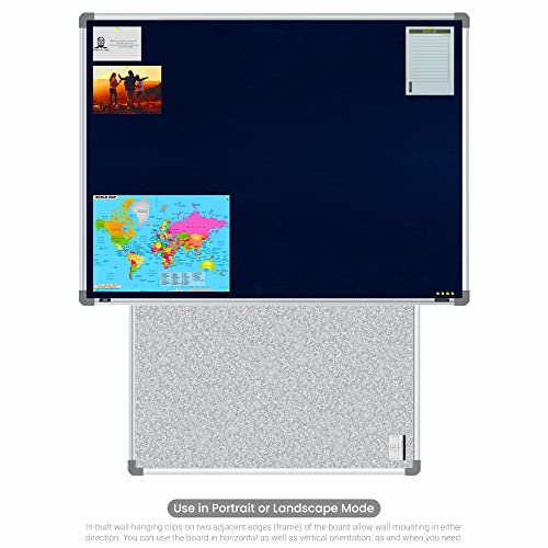 Image of Scholar Art Metis 3x4 Feet Fabric Pin-up Notice Board for Study Table & Kids Room | High Strength Velvet Cloth + High Density Soft Board for Pinning Photos, Sticky Notes & Reminders (Dark Blue)
