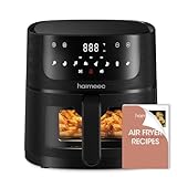 HAIMEEC Air Fryer 8-in-1 with 6.3 Qt Capacity and Easy View Windows, Max 400F, 95% Less Oil, 100+ Recipes, Shake Reminder, Nonstick Basket for Roast, Bake, Dehydrate, Reheat, Broil-CT03
