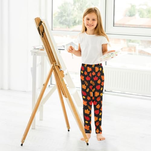 Aslsiy Girls Leggings Autumn Toddler Tights Pants Full Length Stretch Dance Yoga Pants 4-10T4