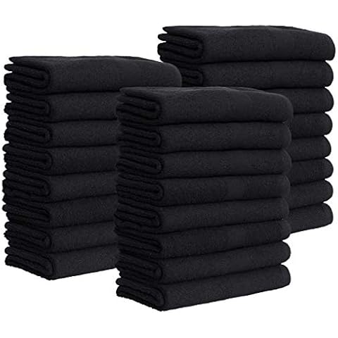 GREEN LIFESTYLE Black Bleach Proof Towels Bulk Sets 100% Cotton 16' X 25' Premium Spa Quality, Super Soft and Absorbent for Gym, Pool, Spa, Salon and Home 24 Pack Cover