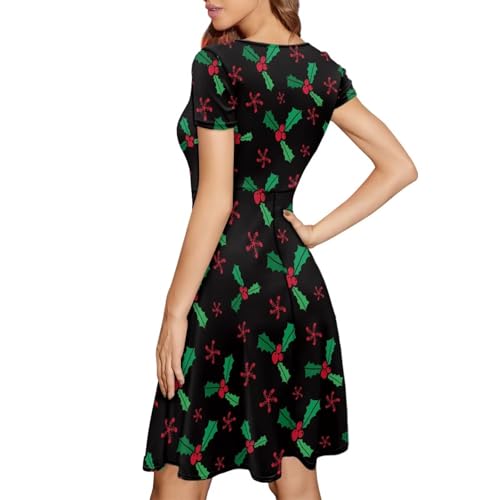 Image of Irisjudy T Shirt Dress for Women Short Sleeve Girls Short Sleeve Dress Plus Size, O Neck Knee Length Midi Dress for Ladies