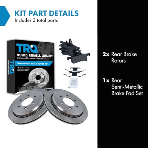 Image of TRQ Rear Semi Metallic Brake Pad and Rotor Set | For 2003-2006 Ford Expedition 2003-2006 Lincoln Navigator