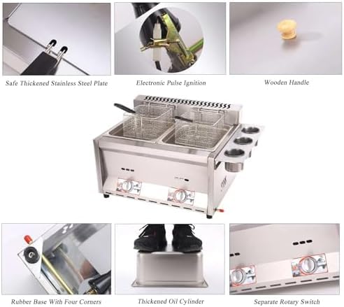 Friggitrice Professionale A Doppia Vasca, In Acciaio Inox, Con Cestello E Coperchio, Ideale Per Patatine Fritte, Cucina Domestica E Ristorante.