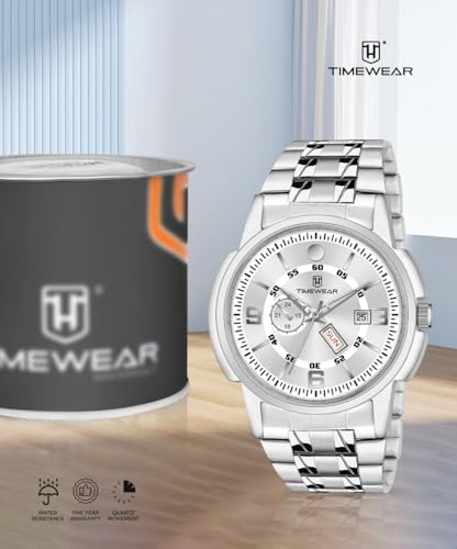 Image of TIMEWEAR Analog, Day Date Functioning, Stainless Steel Chain Watch for Men