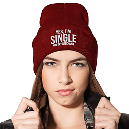 Image of Embroidery Goth Beanie Knit Hats for Men & Women, Embroidery Winter Hats Skull Cap