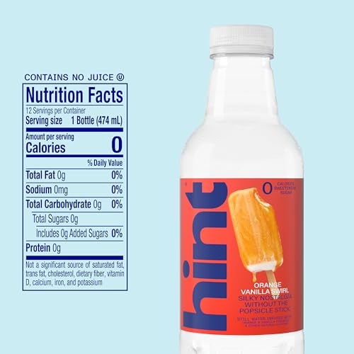 Image of Hint Fruit-Infused Bottled Water, Orange Vanilla Swirl - Purified Water Beverages with Zero Calories, Natural Flavors, and Sugar Free - 16 Fl Oz (Pack of 12)