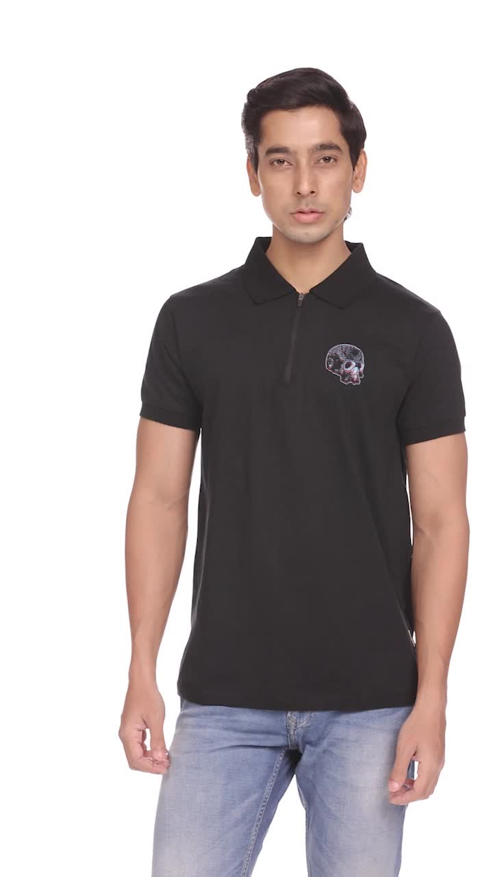 Buy Veirdo® Pure Cotton Error Graphic Printed Regular Fit Polo T
