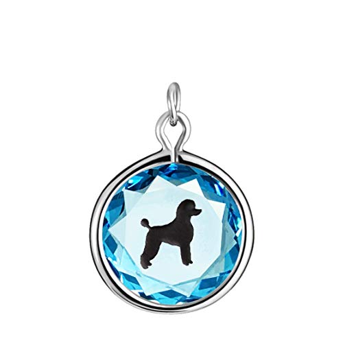 Engraved and Enameled Swarovski Crystal Poodle Pendant/Necklace in Sterling Silver