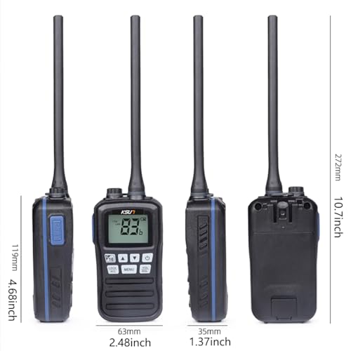 Image of Handheld Two-Way VHF Marine Radio IPX7 Waterproof,LED Screen,10 NOAA Weather Channels,Flashing Light,Falling Water Alarm KSUN P25 (3 Pack)