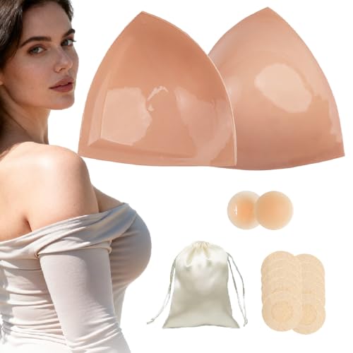 Wieysdoo Double Sided Sticky Bra Inserts Lightly Padded Push-Up Lift for Large Bust Adhesive Bra Pads Soft Skin-Friendly Washable & Reusable