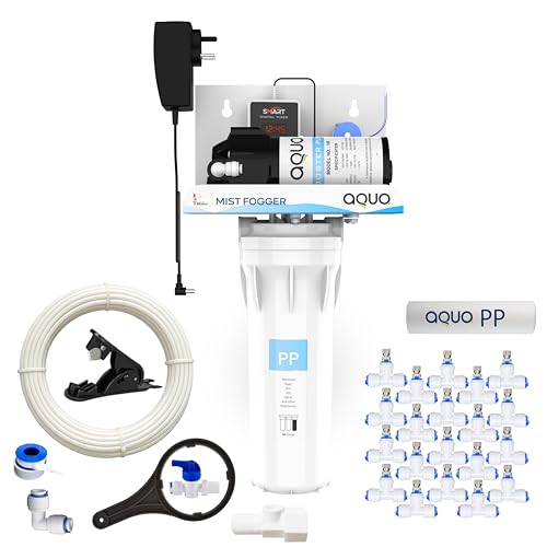 Image of Mist Fogger Kit with High Pressure Pump | Fogging System for Dairy Farm, Poultry, Greenhouse & Outdoor Cooling (20 Nozzle 25 Meter Pipe)