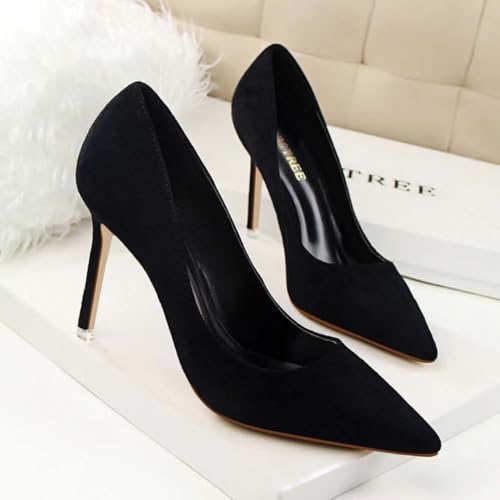 Women's Pointed Toe High Heel Pumps 3.5" Classic Stiletto Suede Shoes Bridal Party Dress Heels for Casual3
