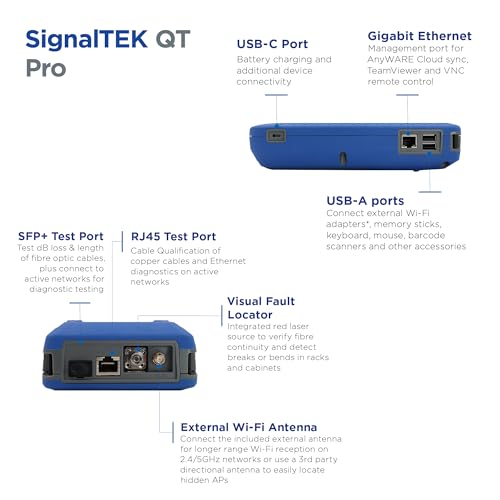Image of TREND Networks | SignalTEK QT Pro | All-in-One 10G Copper, Fiber & Wi-Fi Qualification Tester | Advanced Wi-Fi Diagnostics | PoE Load Testing & Network Diagnostics | R166001