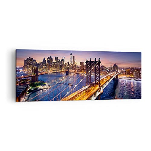 Moderne Impression sur Toile Usa america new york manhattan Image Tableau Decoration Murale 140x50cm Deco Cadre Décoration Salon Chambre Panoramique Tableaux Decoratifs Muraux Art Wall AB140x50-2820