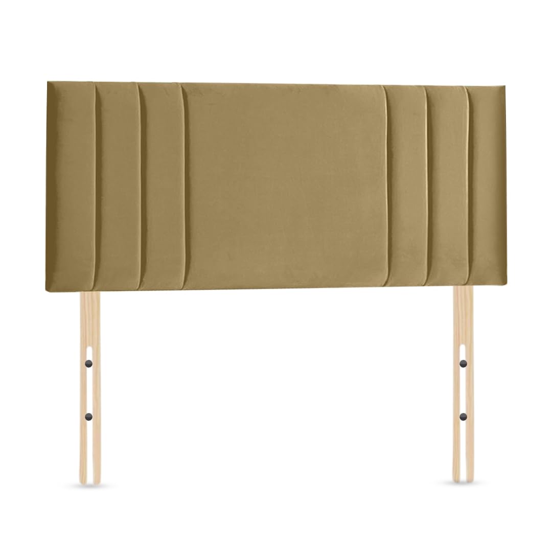 Elixir RIO 3 Divan Bed Headboard | Plush Velvet Fabric Headboards for 2ft6 Small Size Bed Frame | Elegant design with wooden material headboards for beds (Coffee, 2ft6 Small Height-20inch)