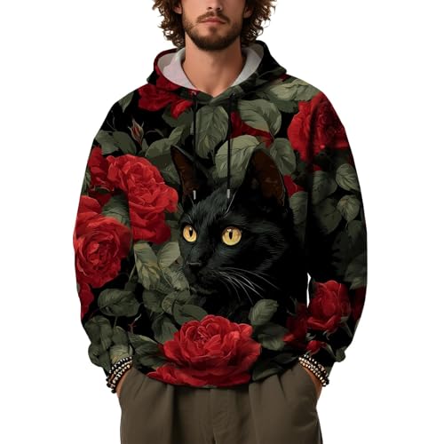 Sudadera de hombre con capucha y acabados premium en estampado animal talla XXL