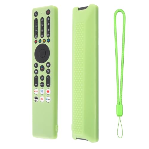 Image of Silicone TV Remote Cover Compatible with TCL Tv Remote RC833A 4K QLED Google TV Protective Case with Lanyard [Remote NOT Included] (2025-Luminious Green)