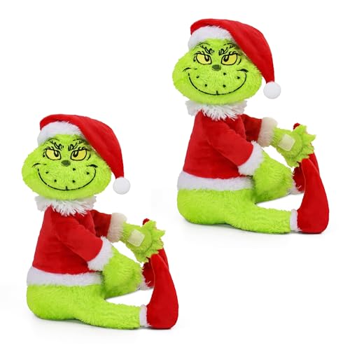 Green Furry Christmas Thief Tree Topper, Holiday Character Tree Hugger