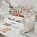Makeup Organizer with Drawers for Vanity,Bathroom Countertop Organizer with Brushes Holder,Skincare Storage Organizer,Perfect Cosmetic Display Case for Skincare,Lipstick and Beauty Essential