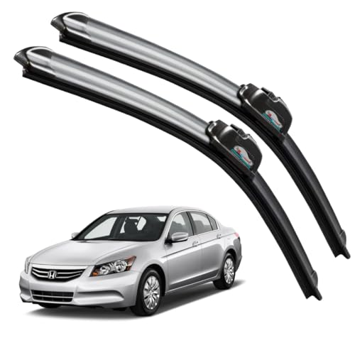 Image of Frameless Rubber Car Wiper Blades Set of 2 Compatible with (Accord Old (Model : 2012-2018) D-26,P-19)