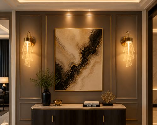 Image of Modern 1051 WL Wall Light | Vintage Brass Finish Wall Sconce | Warm Decorative Wall Lamp for Bedroom, Living Room, Hallway & Bedside (Pack of 1)