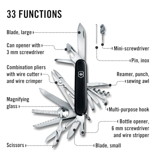 Image of Victorinox Swiss Army Swiss Champ Pocket Knife (Black), 91mm