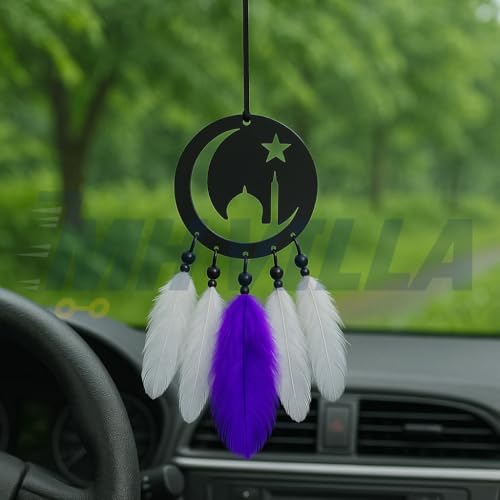 Image of Car Hanging Accessories: Radha Krishna Spiritual Acrylic Decor for Car, Home and Office Desk Decor Accessories (Chand Tara)