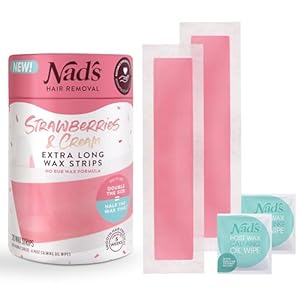 Nad’s Extra Long Wax Strips, Hair Removal, Large Waxing Strips, 20 Strips