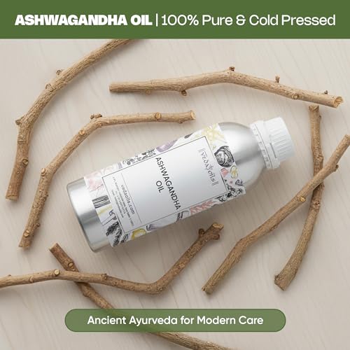 Image of VedaOils Ashwagandha Oil 100ml | 100% Pure, Natural & Cold Pressed | Hair Care, Skin & Face Nourishment, Nail Health | Moisturizing, Anti-Aging & Frizz Control