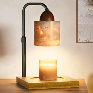 Candle Warmer Lamp with Timer Adjustable Height Dimmable Candle Lamp Warmer for Bedroom Wax Warmer Lamp for Scented Candles with Marble 2 Bulbs House Warming Gifts for Mom Cylinder