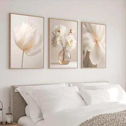 Peinture florale botanique moderne beige pour créer une ambiance zen dans votre chambre